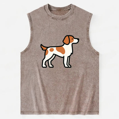 Brittany Spaniel - Orange and white flat side profile - Vintage Washed Tank - Brown