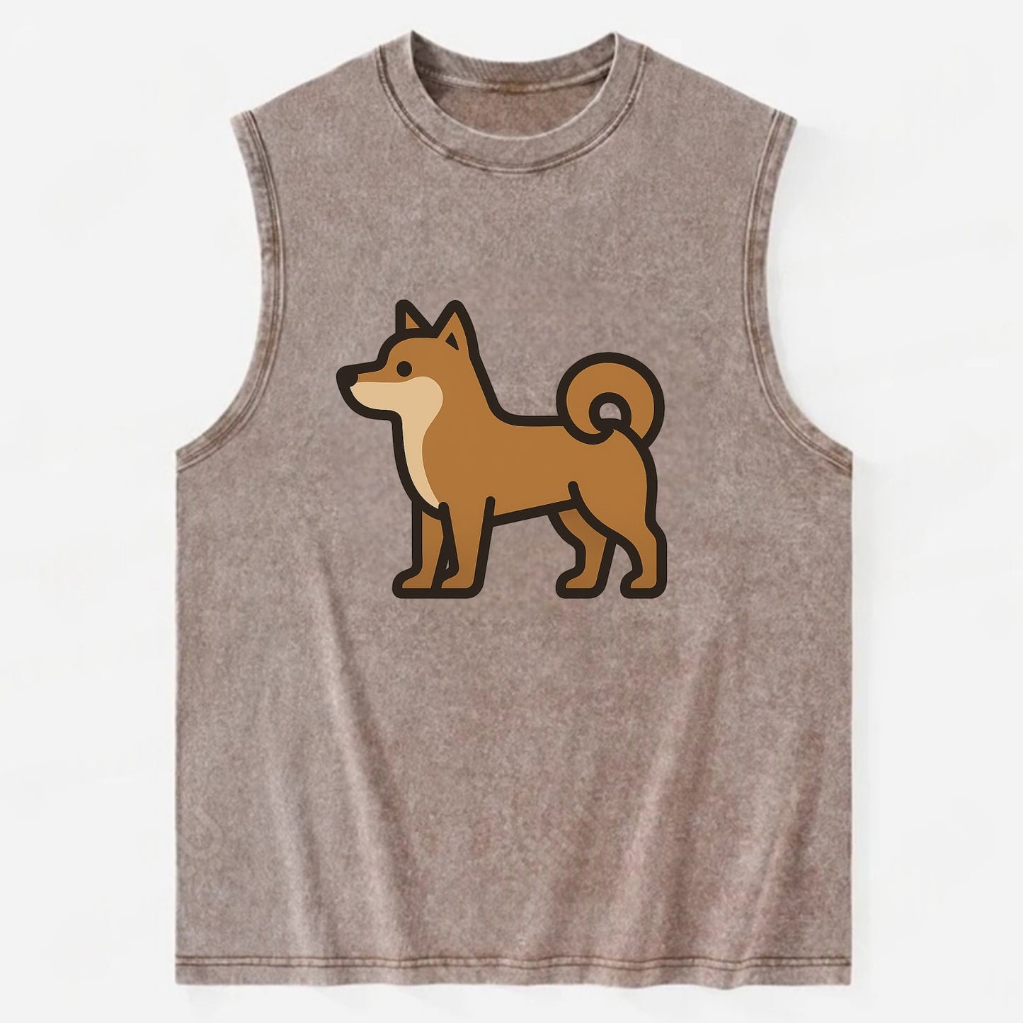 Shiba Inu - Red sesame flat side profile - Vintage Washed Tank - Brown