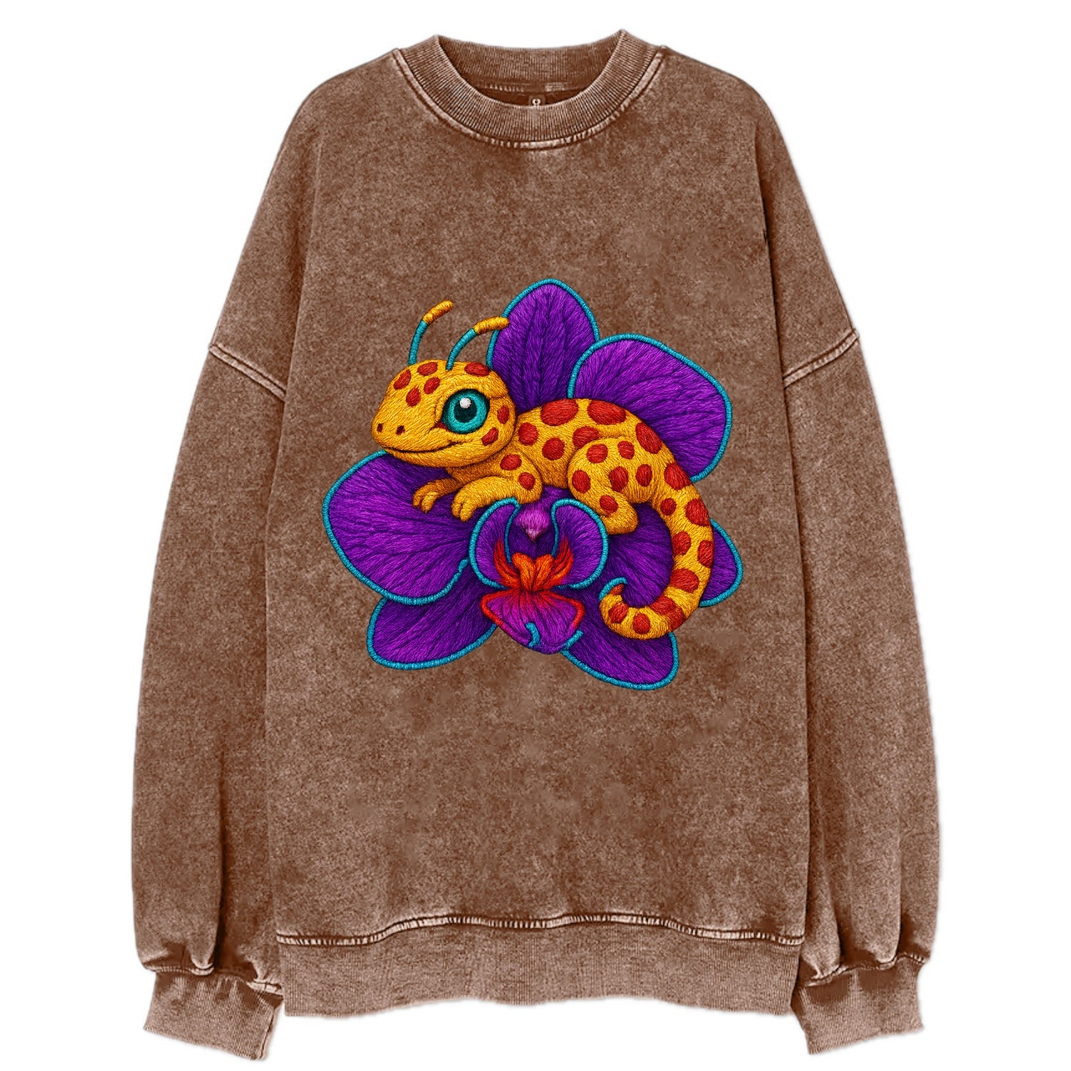 Leopard Orchid - Vintage Sweatshirt - Brown