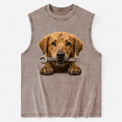 Mechanic Dog  - Vintage Washed Tank - Brown
