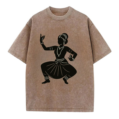 Bharatanatyam classical Indian pose - Vintage T-shirt - Brown