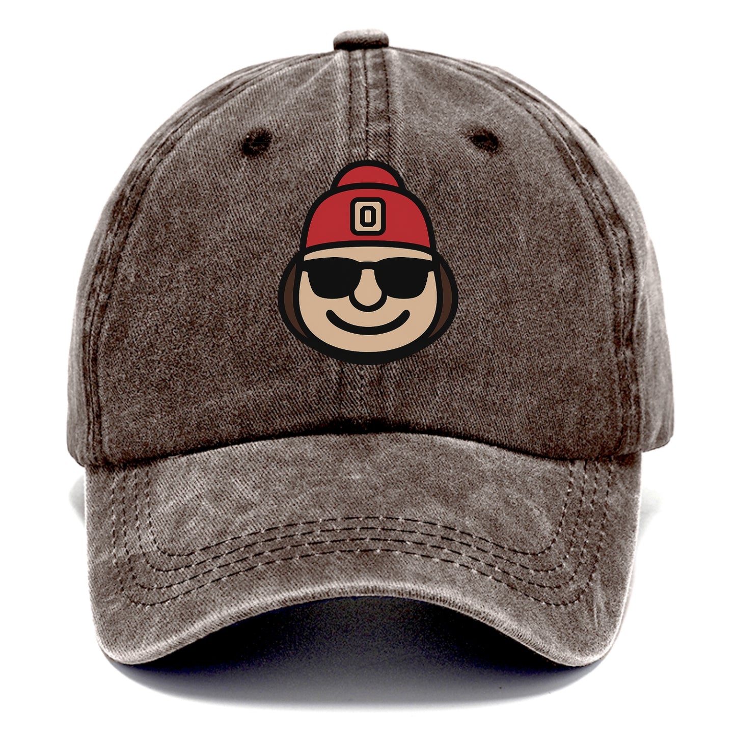 Columbus Brutus wearing Ohio State beanie with Block O patch - Classic Cap - Brown