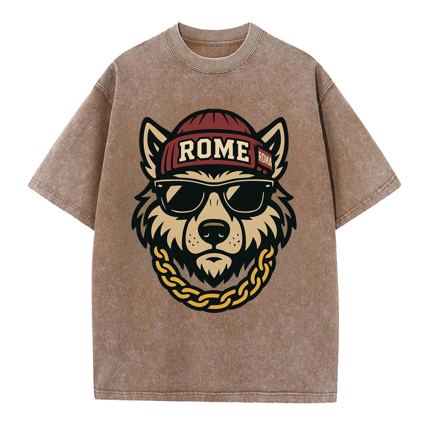 Rome Wolf - Vintage T-shirt - Brown