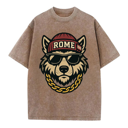 Rome Wolf - Vintage T-shirt - Brown