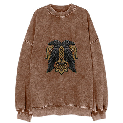 Odin's Ravens - Vintage Sweatshirt - Brown