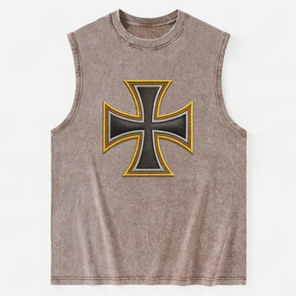 Teutonic Cross  - Vintage Washed Tank - Brown