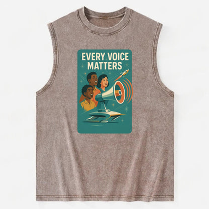 Diverse voices being heard and amplified - "Every Voice Matters" - inclusive - Vintage Washed Tank - Brown