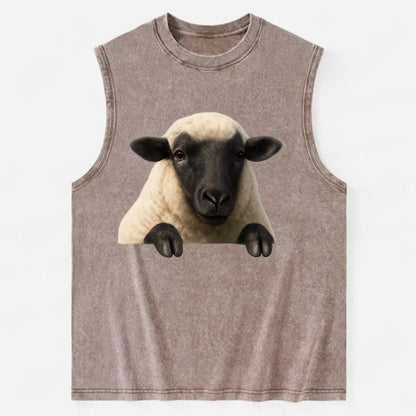 Sheep  - Vintage Washed Tank - Brown