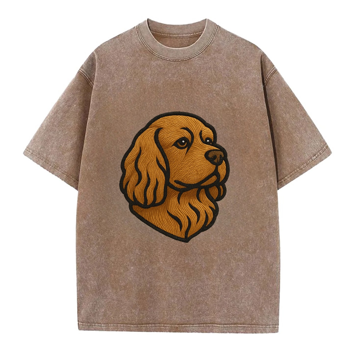 Sussex Spaniel - Golden liver embroidered low-set design - Vintage T-shirt - Brown