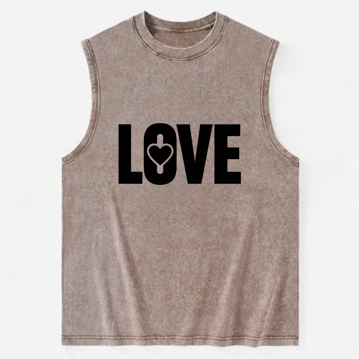 Bold typography design - "LOVE" - universal connection, heart centered - Vintage Washed Tank - Brown