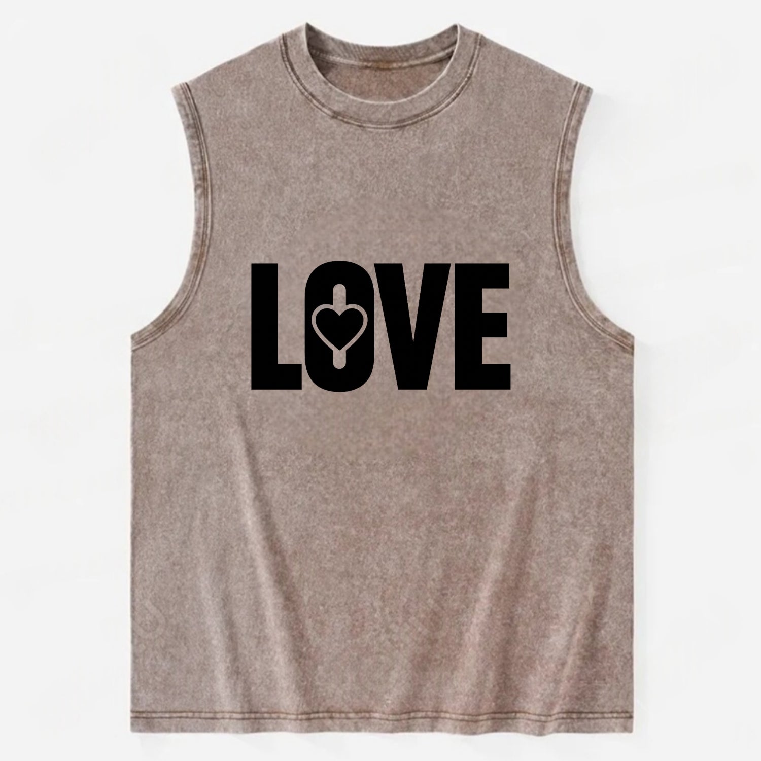 Bold typography design - "LOVE" - universal connection, heart centered - Vintage Washed Tank - Brown