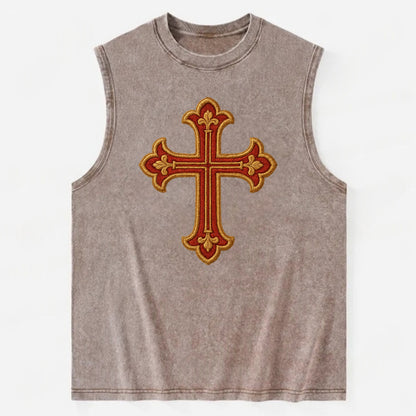 Armenian Cross - Vintage Washed Tank - Brown