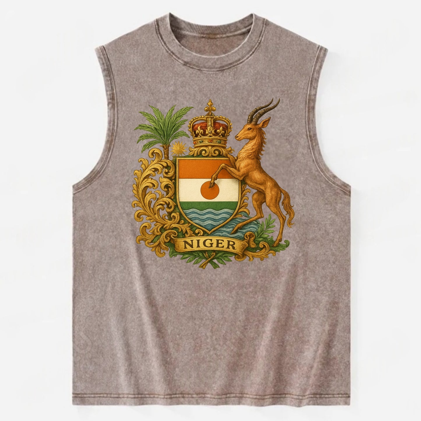 Niger Heritage Badge  - Vintage Washed Tank - Brown