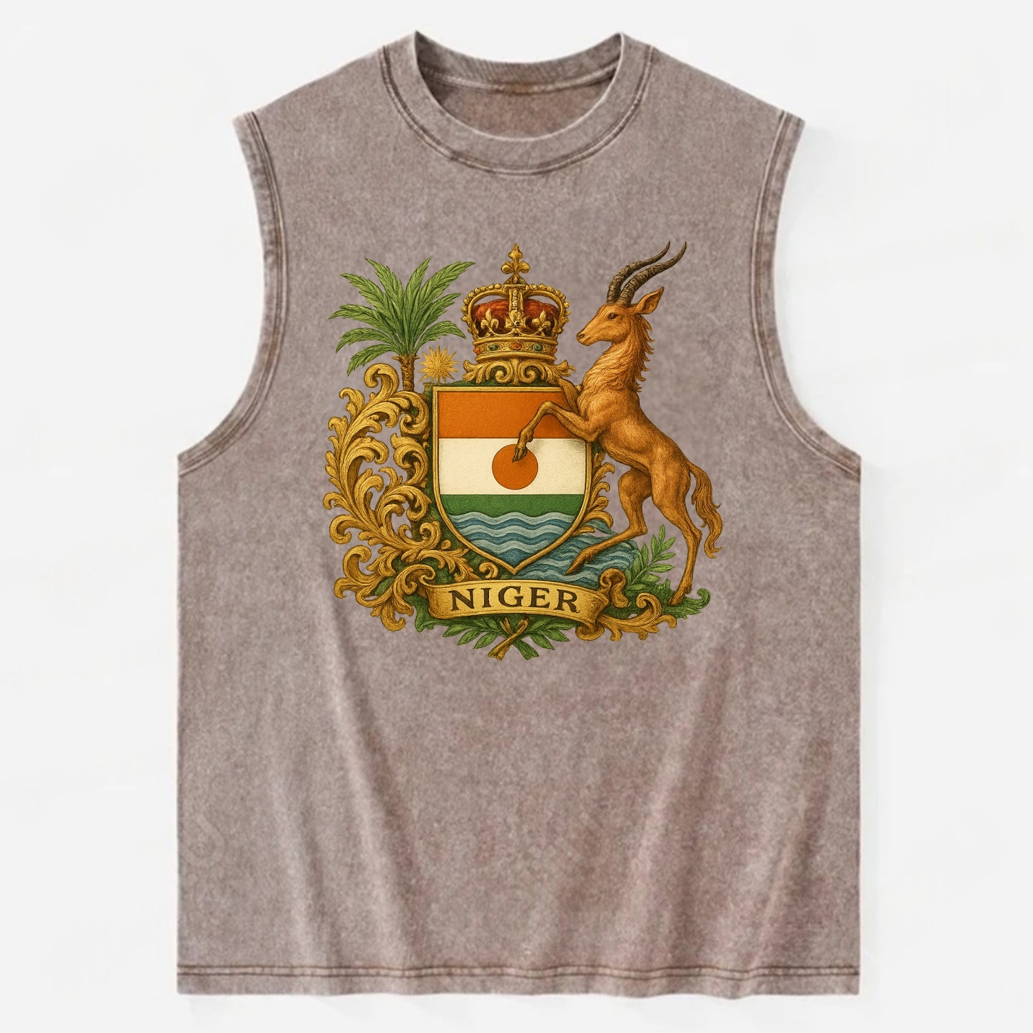 Niger Heritage Badge  - Vintage Washed Tank - Brown