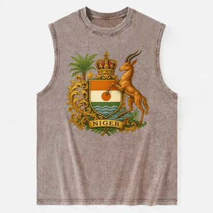 Niger Heritage Badge  - Vintage Washed Tank - Brown