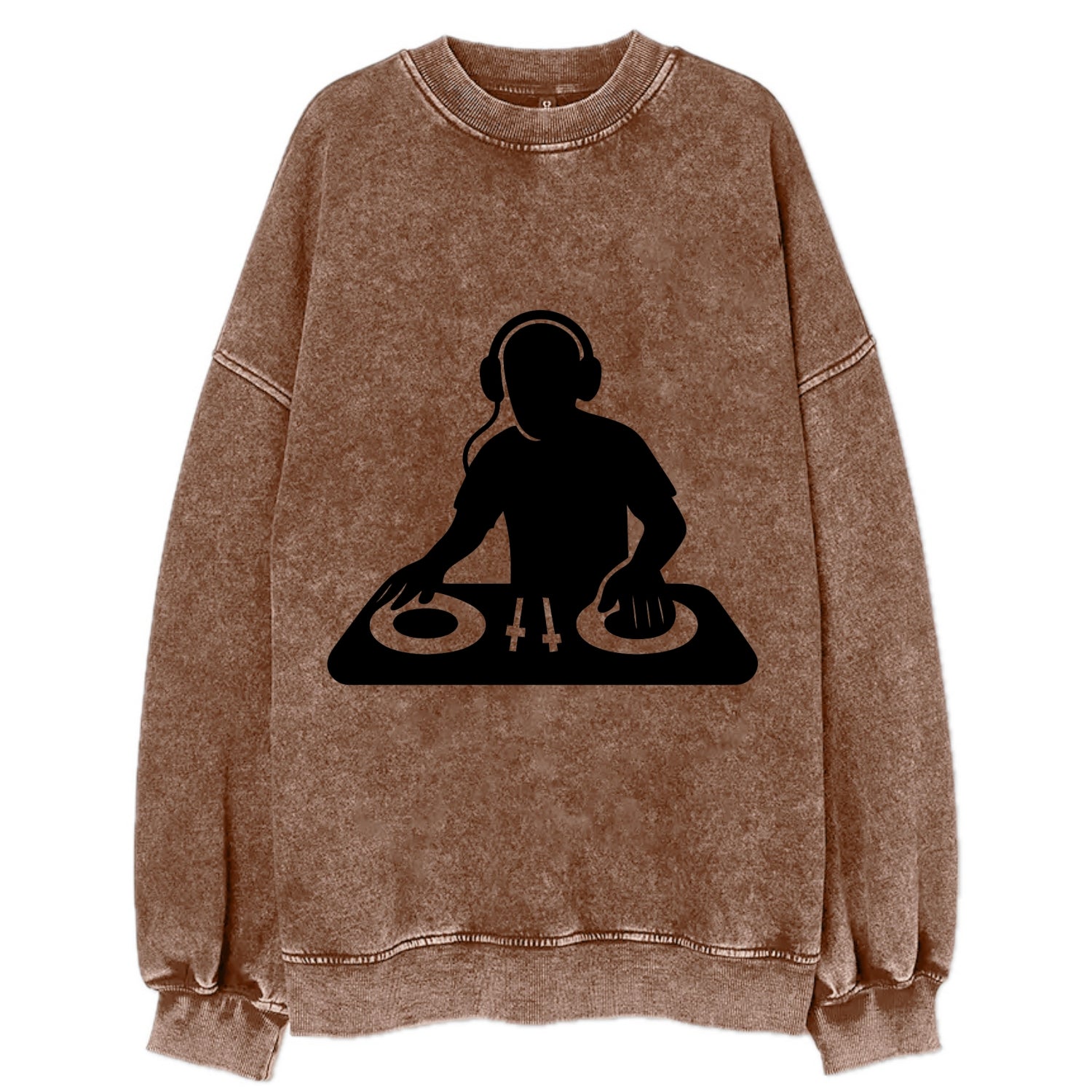 DJ with turntables and headphones - Vintage Sweatshirt - Brown