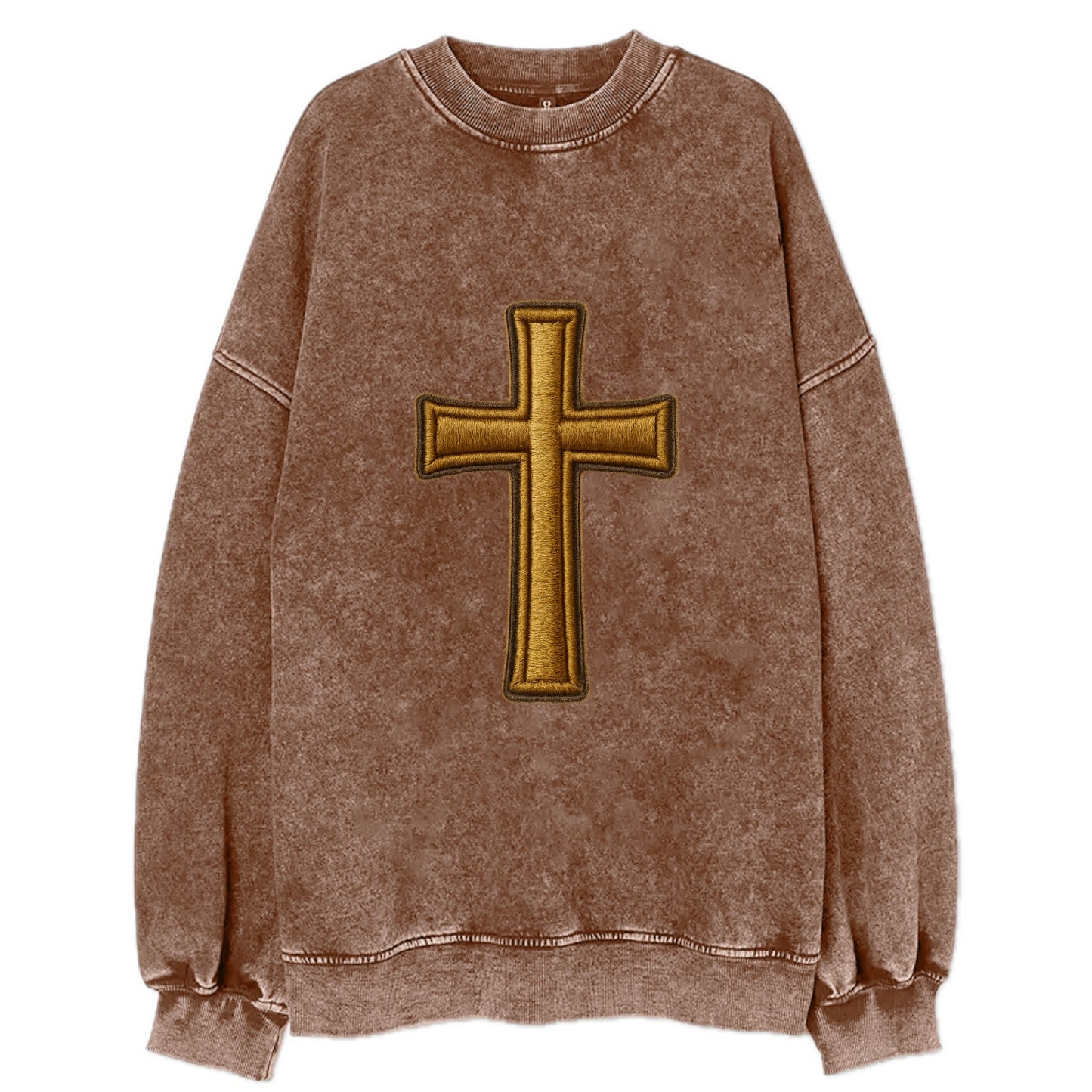 Latin Cross - Vintage Sweatshirt - Brown
