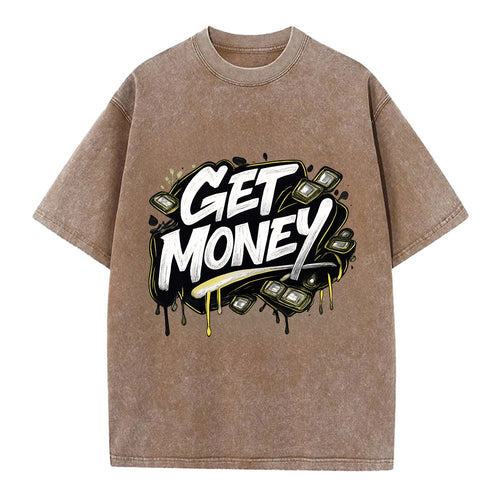 Bold typography design - GET MONEY - pursuit of wealth, earning - Vintage T-shirt
