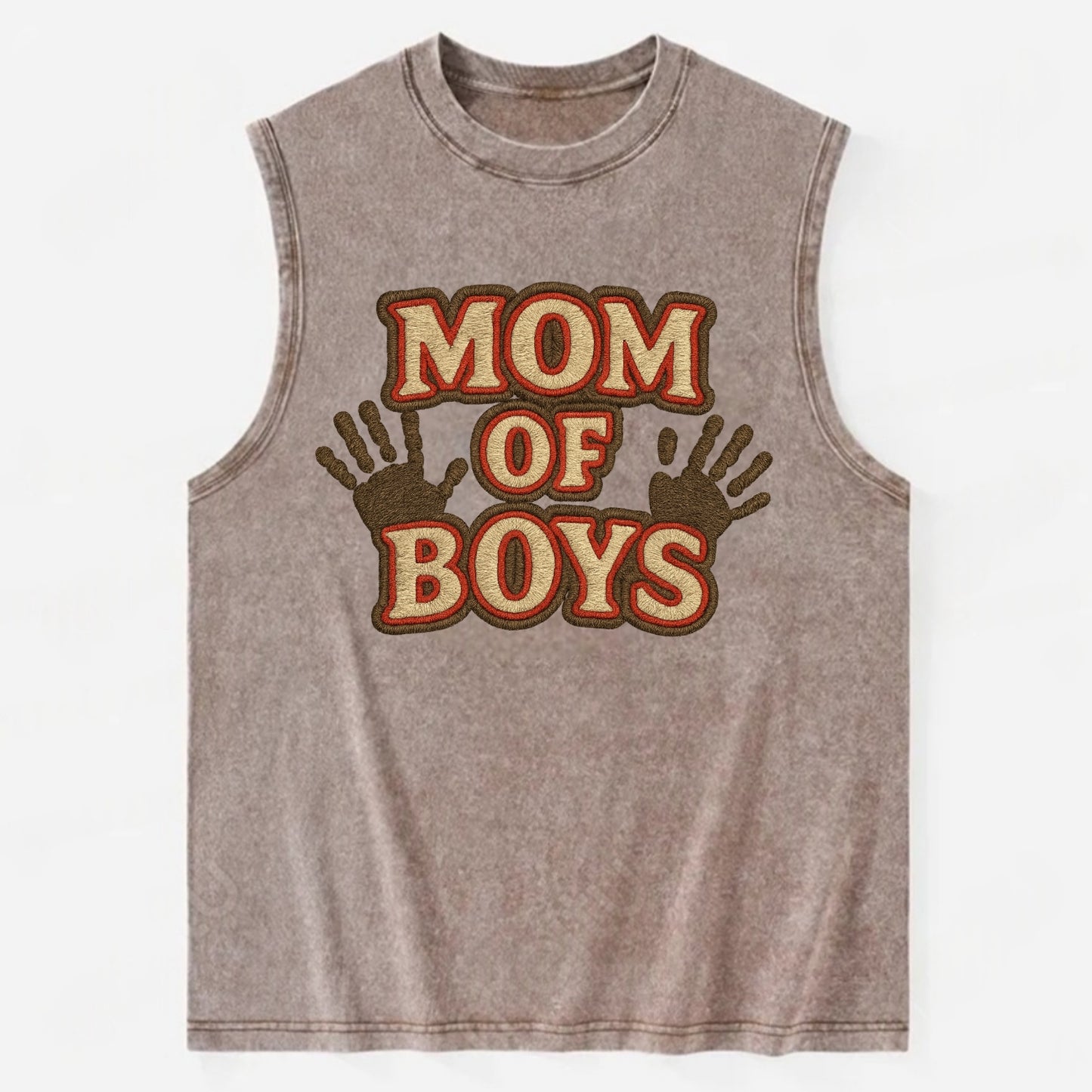 Mom Of Boys  - Vintage Washed Tank - Brown
