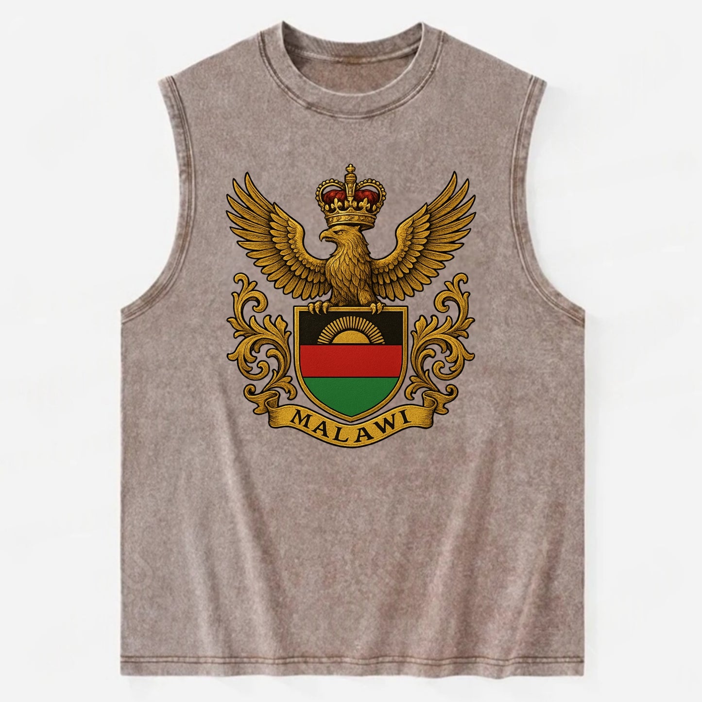 Malawi Royal Logo  - Vintage Washed Tank - Brown
