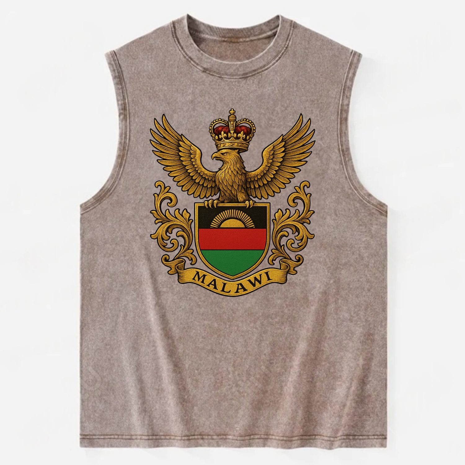 Malawi Royal Logo  - Vintage Washed Tank - Brown