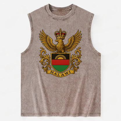 Malawi Royal Logo  - Vintage Washed Tank - Brown