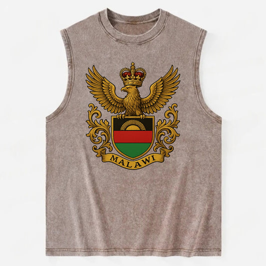 Malawi Royal Logo  - Vintage Washed Tank - Brown