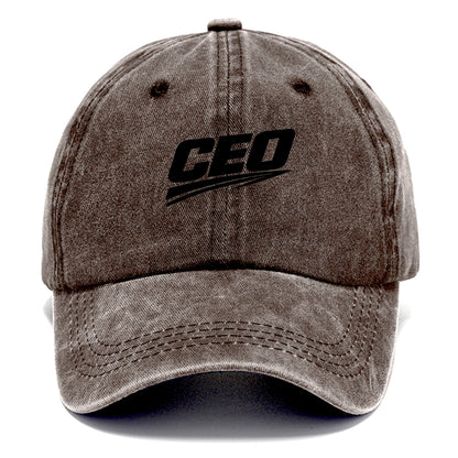 Bold typography design - "CEO" - chief executive, running things - Classic Cap - Brown