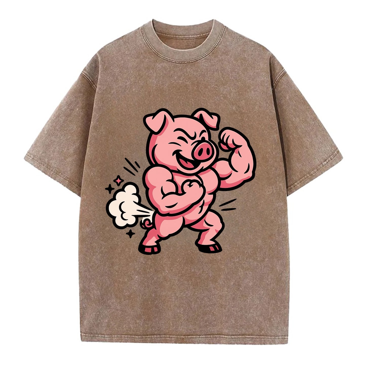 Strong Pig - Vintage T-shirt - Brown