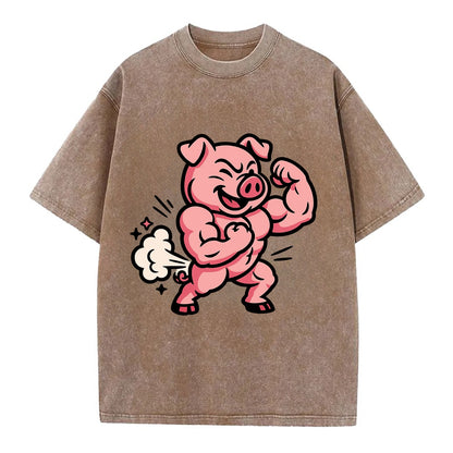 Strong Pig - Vintage T-shirt - Brown