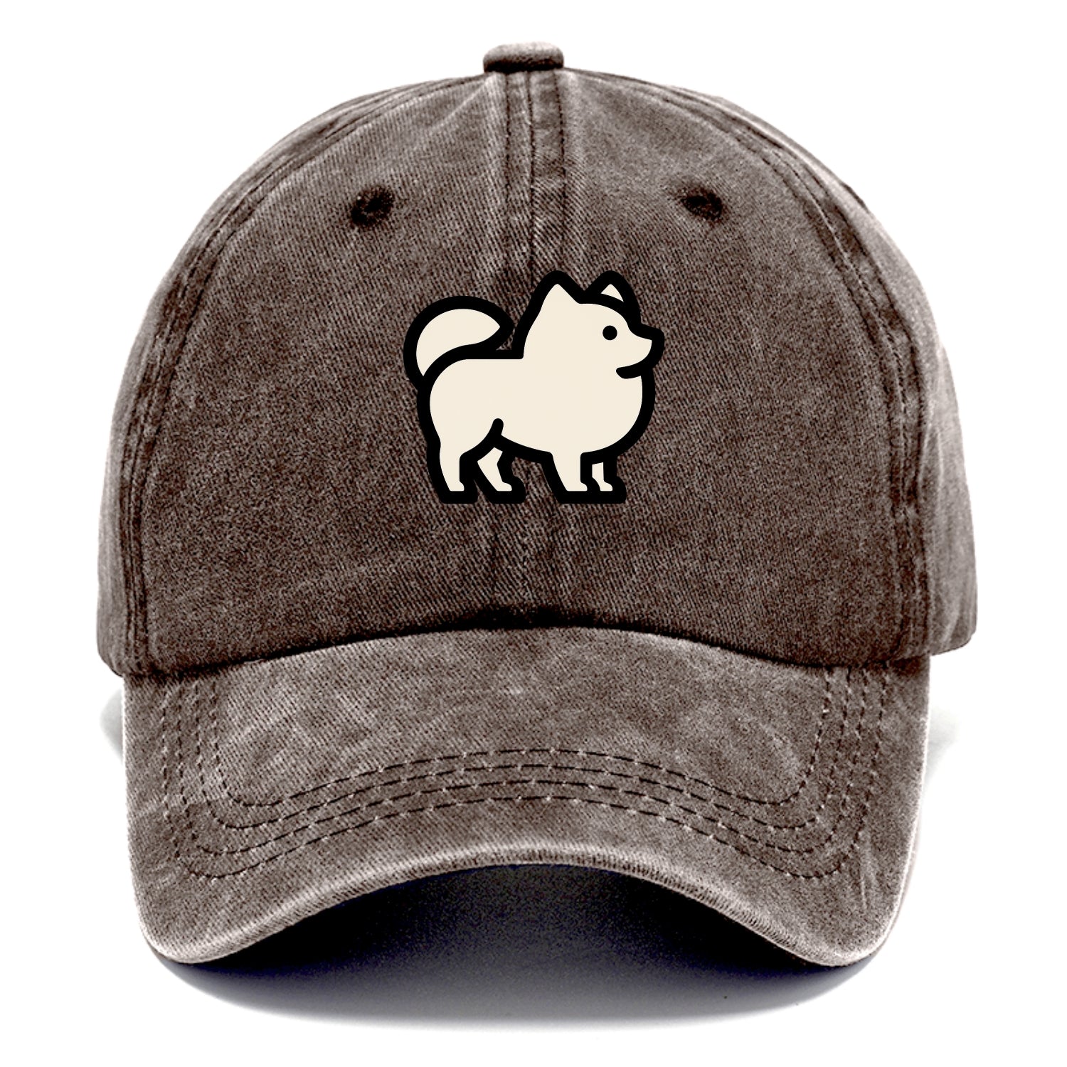 Pomeranian - Modern tiny fluffy logo wit - Classic Cap - Brown