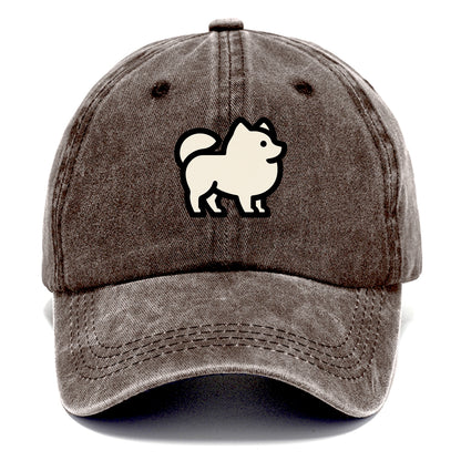 Pomeranian - Modern tiny fluffy logo wit - Classic Cap - Brown