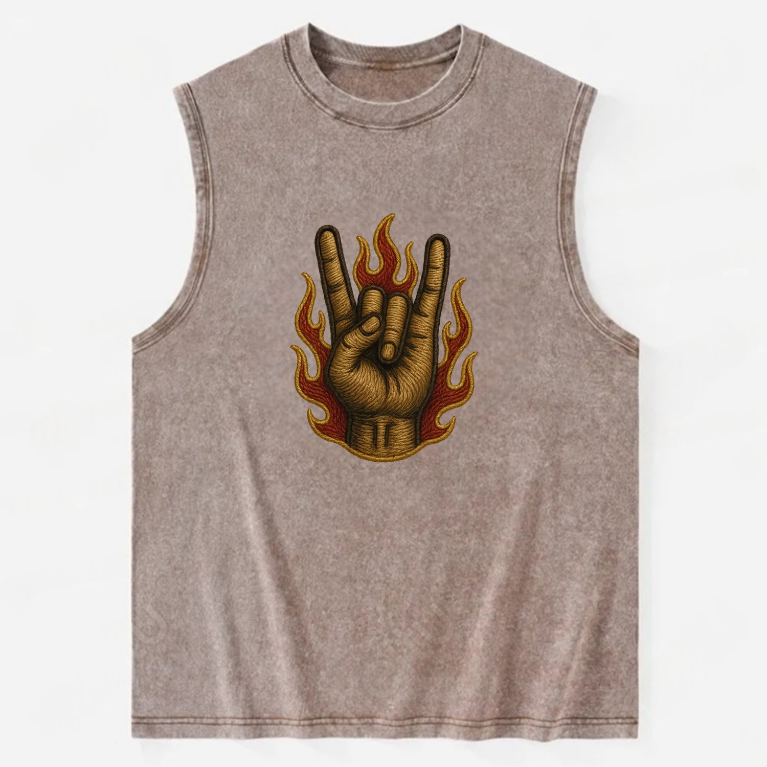 Devil Horns  - Vintage Washed Tank - Brown