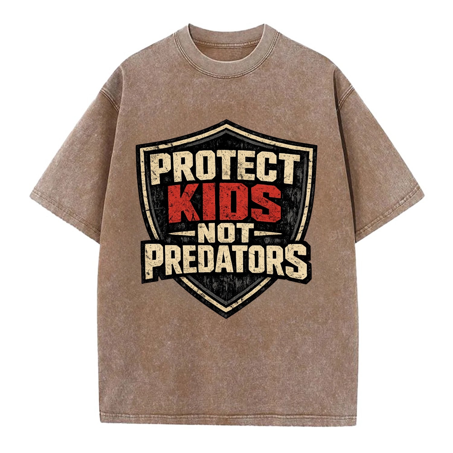 Protect Kids Not Predators - Vintage T-shirt - Brown