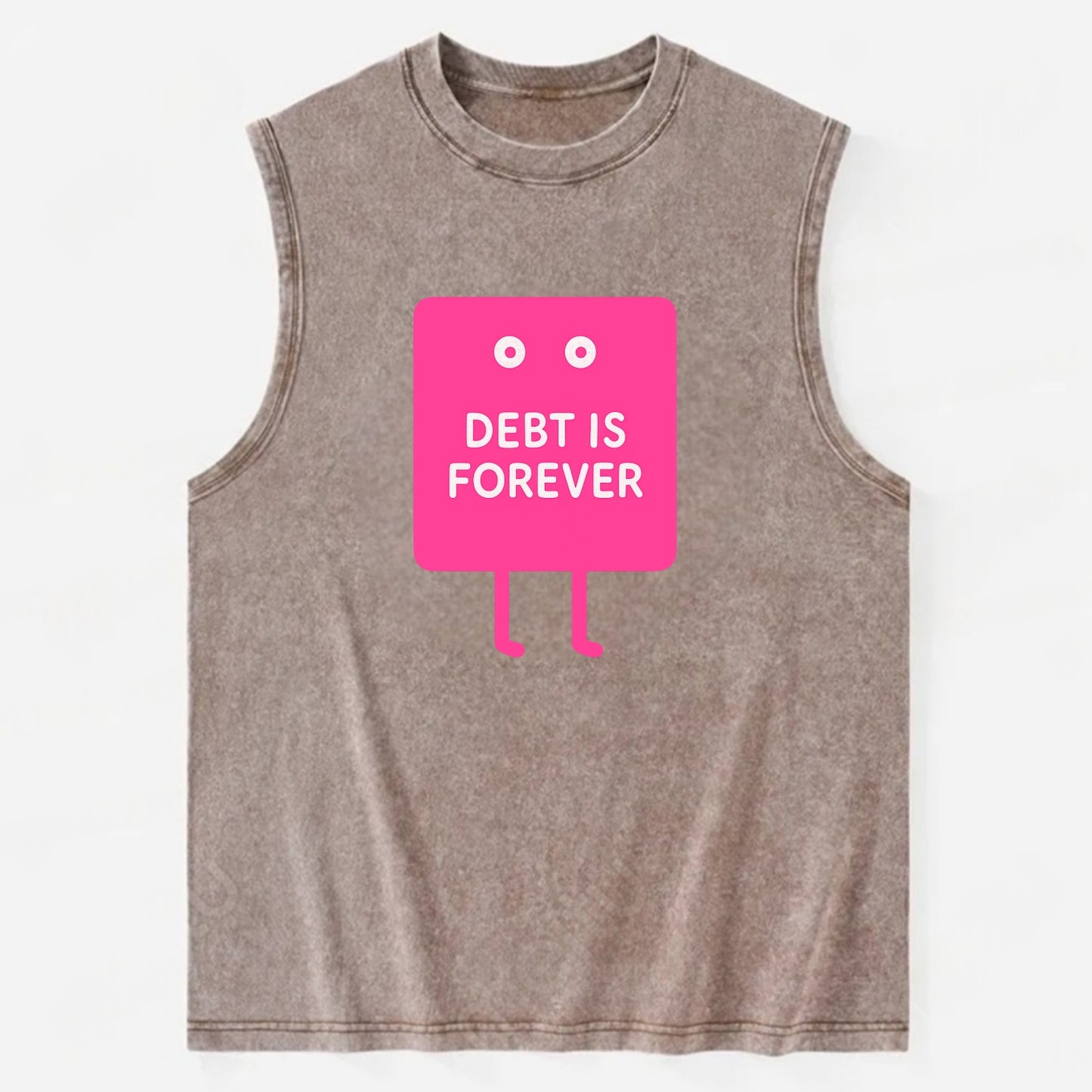 DEBT IS FOREVER | Immortal credit card - Vintage Washed Tank - Brown