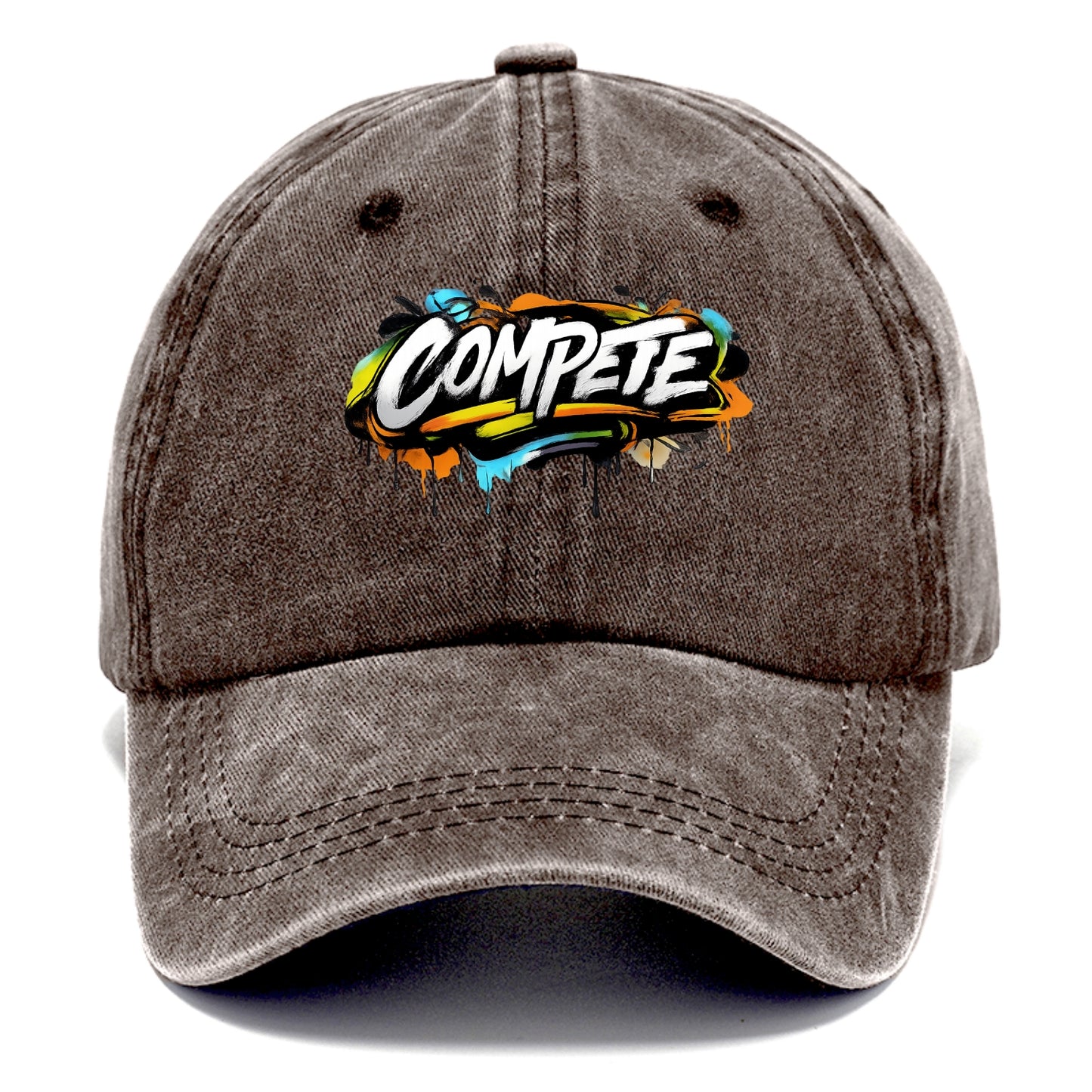 Bold typography design - "COMPETE" - competitive spirit, love the game - Classic Cap - Brown