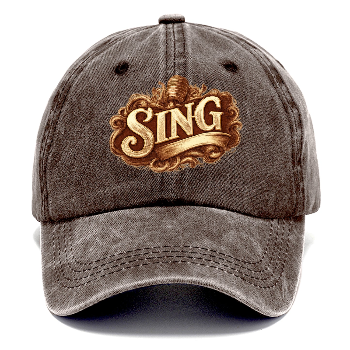 Bold typography design - "SING" - vocal expression, musical soul - Classic Cap - Brown