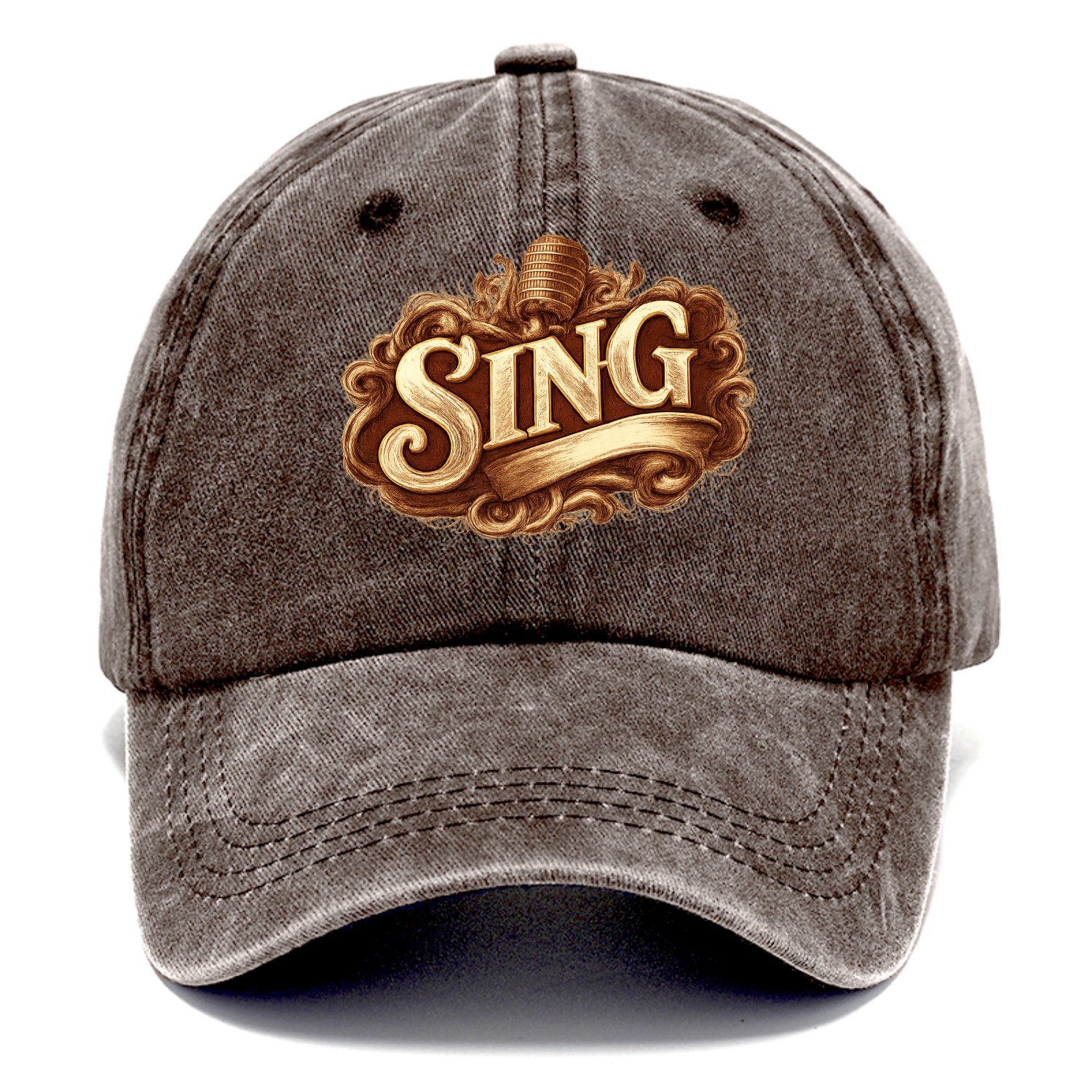 Bold typography design - "SING" - vocal expression, musical soul - Classic Cap - Brown