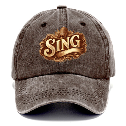 Bold typography design - "SING" - vocal expression, musical soul - Classic Cap - Brown