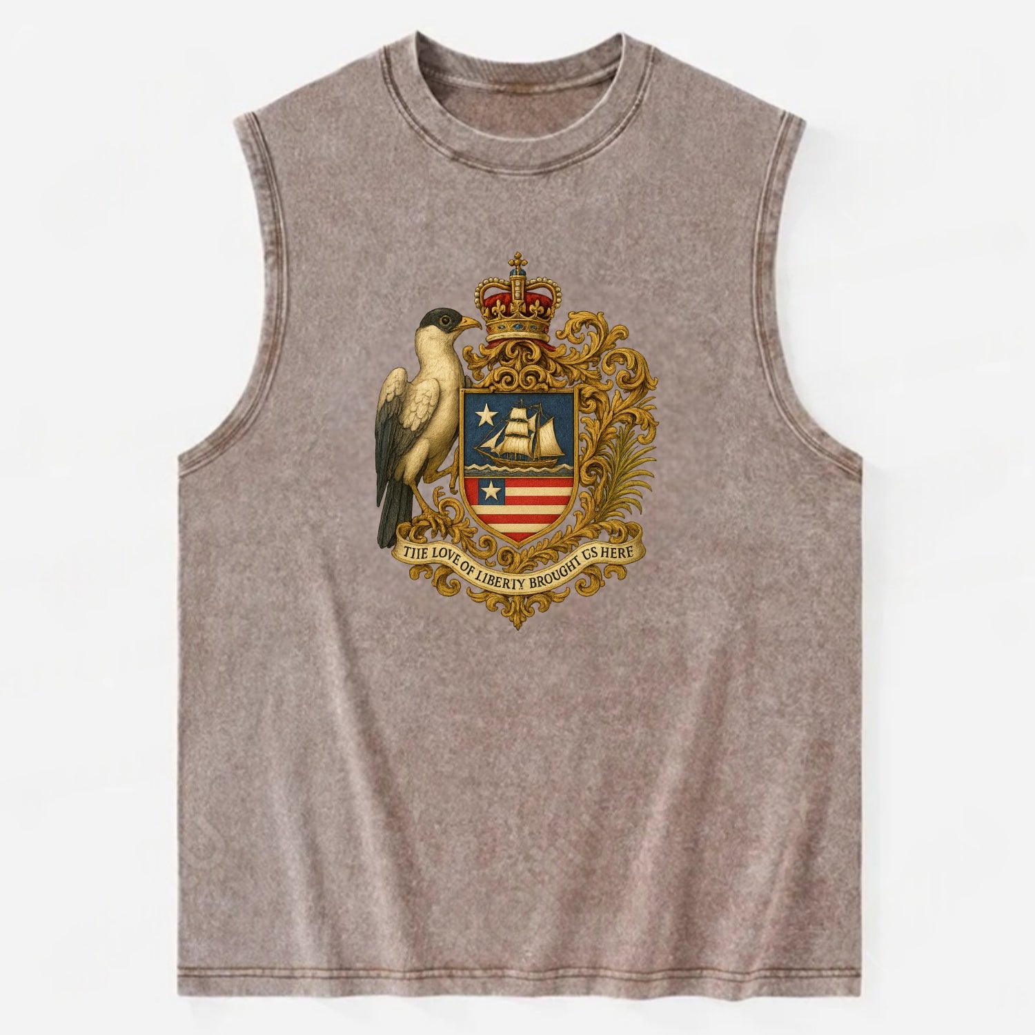 Liberia Pepper Bird Emblem  - Vintage Washed Tank - Brown