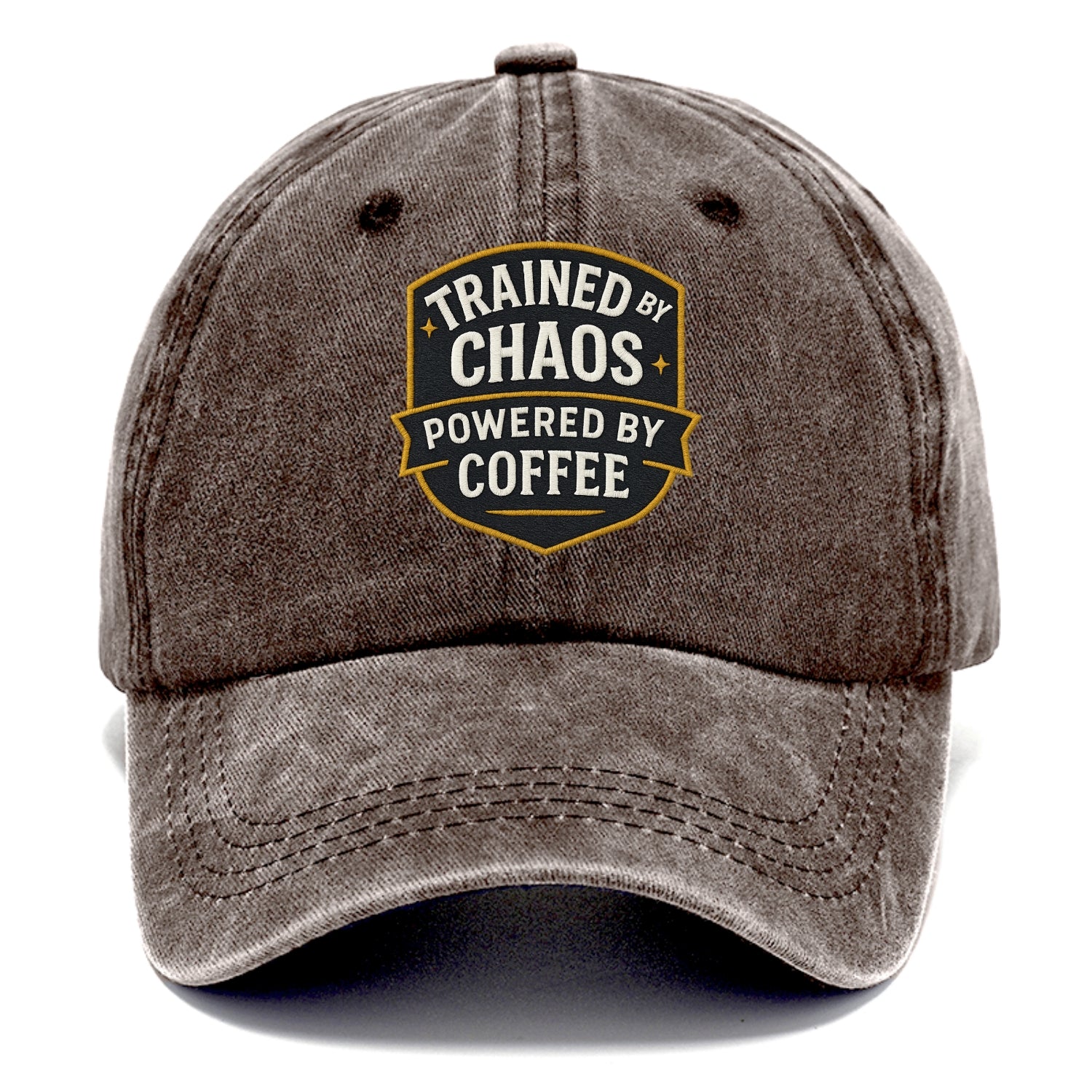 Trained by chaos, powered by coffee - Classic Cap - Brown