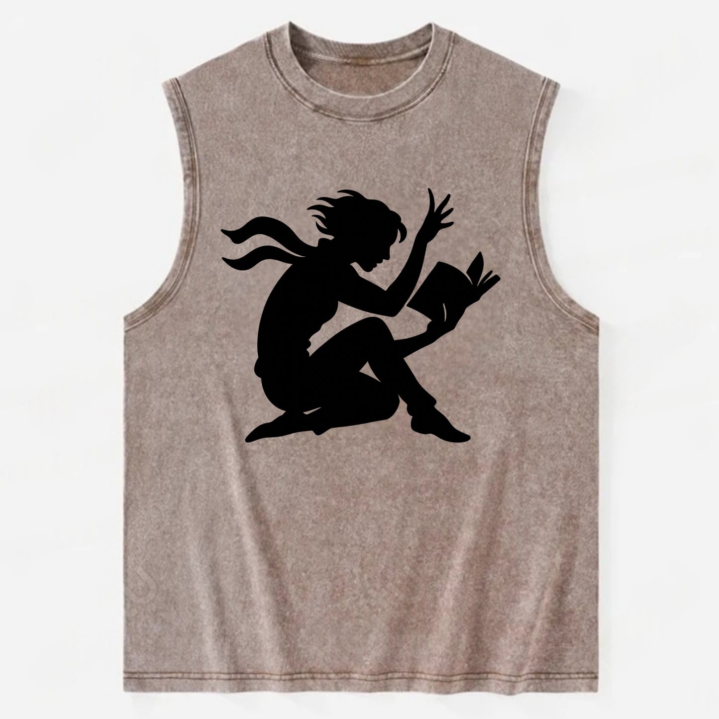 Reader lost in book moment - Vintage Washed Tank - Brown