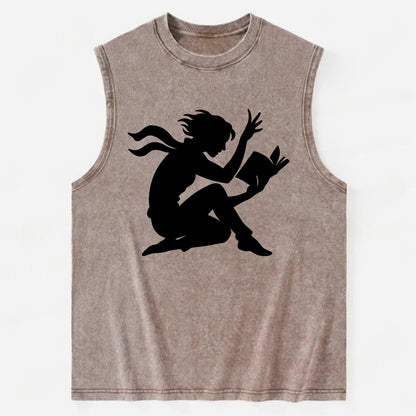 Reader lost in book moment - Vintage Washed Tank - Brown