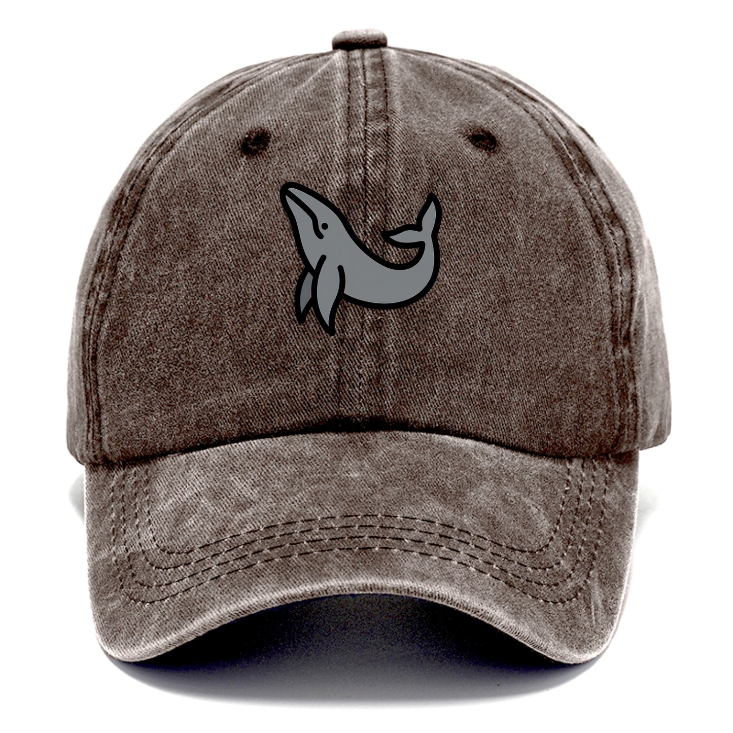 Humpback Whale - Gray breaching pose flat side profile - Classic Cap - Brown