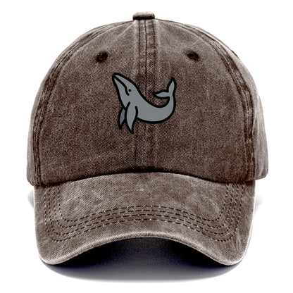 Humpback Whale - Gray breaching pose flat side profile - Classic Cap - Brown