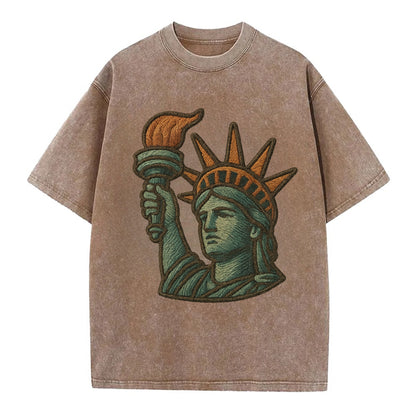 Statue of Liberty  - Vintage T-shirt - Brown