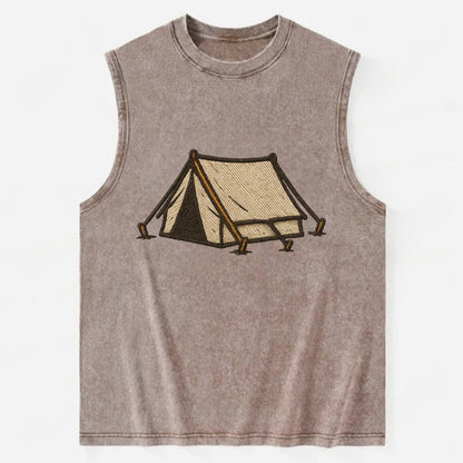 Camping Tent  - Vintage Washed Tank - Brown