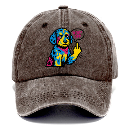 Aussiedoodle with merle patches and curly coat, playful smart paw raised - Classic Cap - Brown
