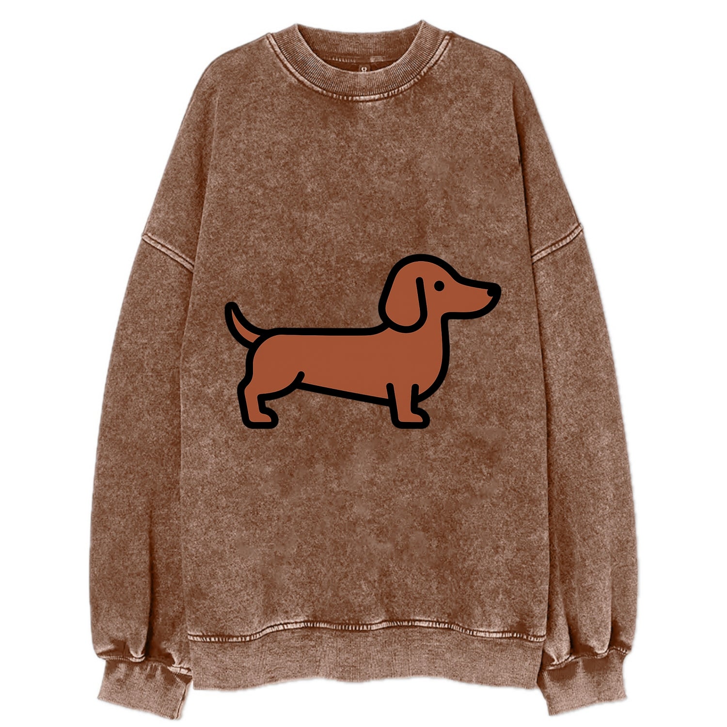 Dachshund - Red/brown smooth flat side profile - Vintage Sweatshirt - Brown