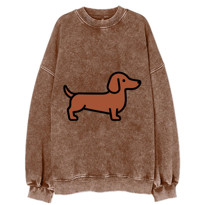 Dachshund - Red/brown smooth flat side profile - Vintage Sweatshirt - Brown